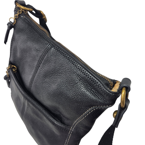 THE SAK Iris Black Pebbled Leather Adjustable Crossbody Purse Shoulder Bag Purse - Picture 5 of 16